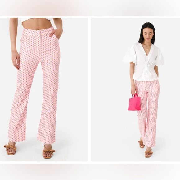 NEW ANIM Pana Novelty Print High Rise Flare Leg Boho Classic Pants XS